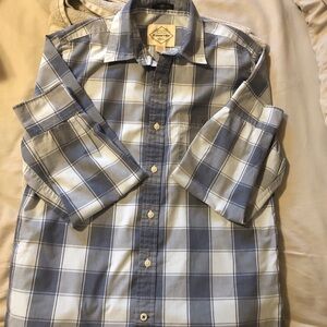 St. John's Bay Light Blue and White Plaid Shirt